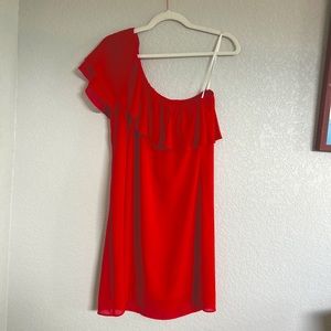 Ambiance | One-shoulder, bright red dress | L